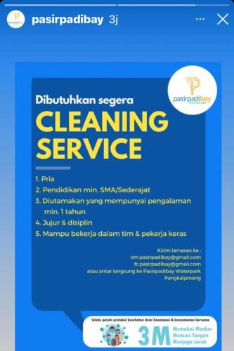  info loker Cleaning Servis @Pasir Padi Bay-Pangkalpinang