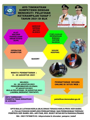 info Pelatihan Gratis @blkpemprovbabel