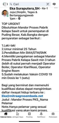 info Loker Mandor Proses Pabrik @PT.Mitra  Agro Sembada-Puding Besar