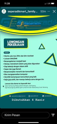info Loker Kasir & pramuniaga @seperadikmart_family