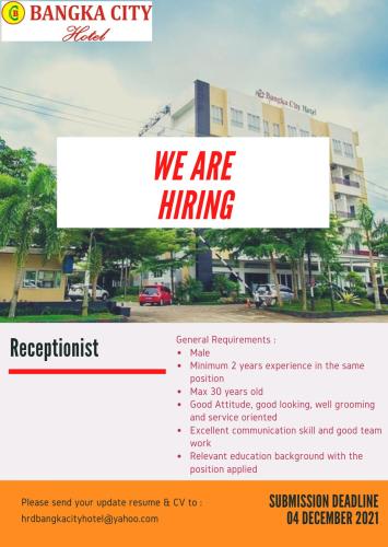 info Karir RECEPTIONIST @Bangka City Hotel-Pangkalpinang