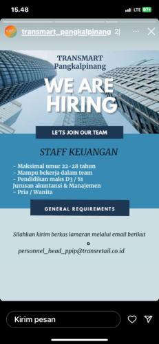 Loker STAFF KEUANGAN-Transmart Pangkalpinang