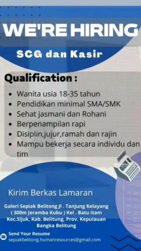 info SCG & KASIR-GALERI SEPIAK BELITONG