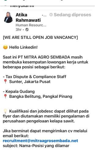 info Loker Kepala Gudang-PT Bukit Terang Sejahtera-Bangka
