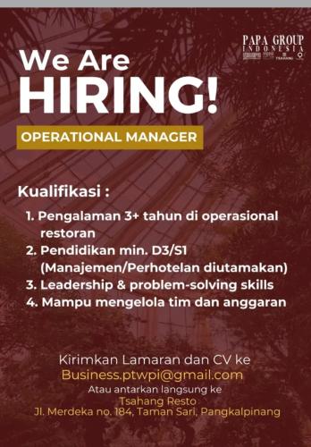 info Loker Operation Manager & Kasir-PAPA GROUP Indonesia-Pangkalpinang