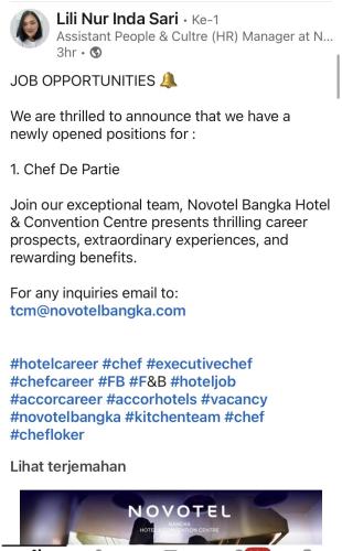 info Loker Chef de Partie-Novotel Bangka Hotel