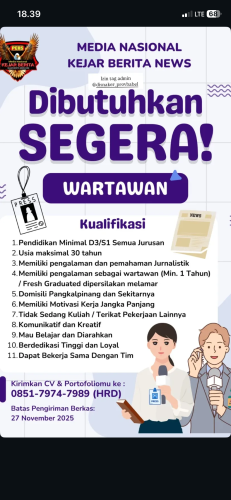info Loker Wartawan-Media Nasional Kejar Berita News