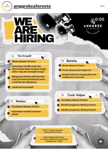 info Loker ANGGREK RESTO-Pangkalpinang