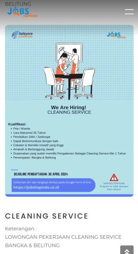 info Loker Security & Cleaning Service-Bangka & Belitung
