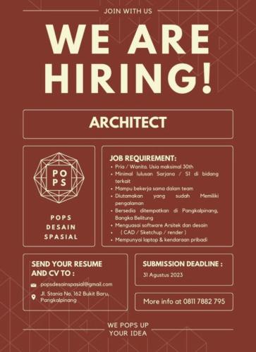 info Loker Architect-Pops Design Spasial-Pangkalpinang