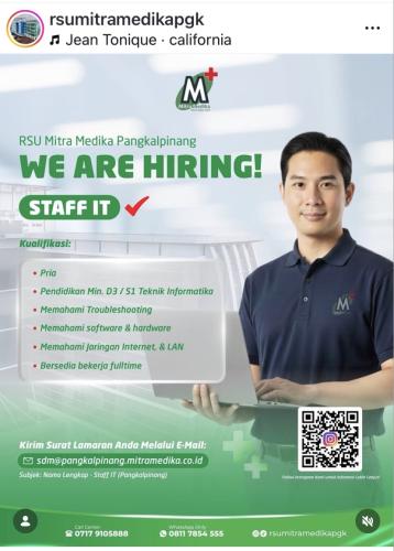 info Loker Staff iT-RSU MITRA MEDIKA Pangkalpinang