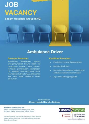 info Loker Ambulance Driver-Siloam Hospital Bangka