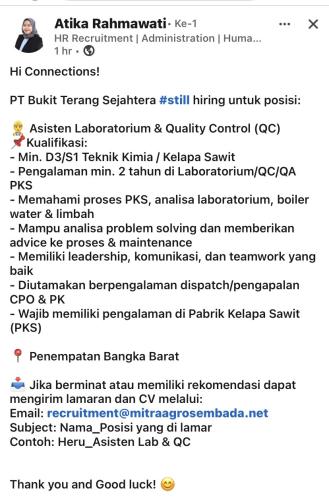 info Loker PT MITRA AGRO SEMBADA-Bangka Barat