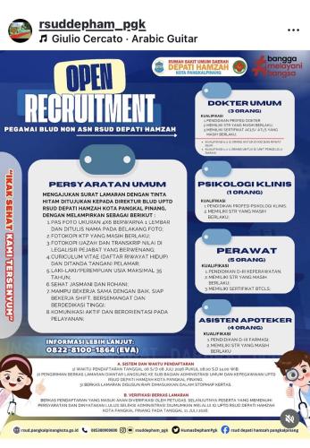 info Rekrutment RSUD DEPATI HAMZAH-Pangkalpinang