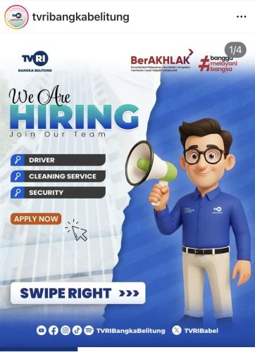 info Loker Driver,Cleaning Service & Security-TVRI Bangka Belitung