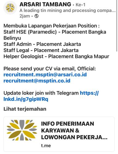 info Loker Staff HSE/Paramedic,Pengawas Operasional CSD/KIP Arsari & Helper Geologist