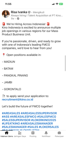 info Loker Business Manager-PT KINO Indonesia -Penempatan Pangkalpinang