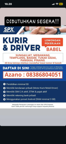 info Loker SPX EXPRESS-Bangka Belitung