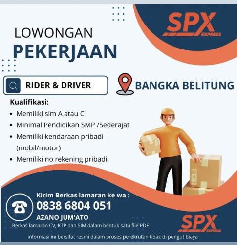 info Loker Rider & Driver-SPX Express-Bangka Belitung