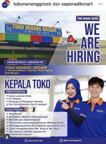 info Loker Kepala Toko-TOKO NENENG GROSIR/SEPERADIKMART