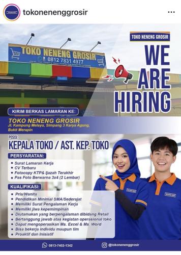 info Loker Kepala Toko/Ast Kep Toko & Admin -TOKO NENENG GROSIR-Pangkalpinang