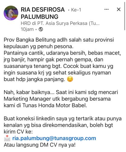 info Loker Marketing Manager-PT Asia Surya Perkasa-Pangkalpinang