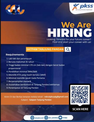 info Loker SATPAM-Tanjung Pandan/Belitung