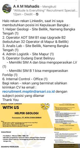 info Loker 8 posisi di ARSARI GROUP-Bangka