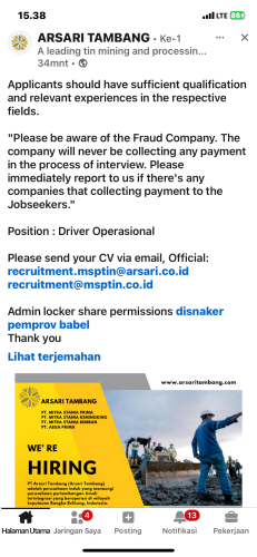 info  Loker DRIVER-Arsari Tambang Group