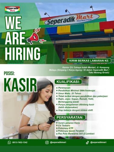 info Loker Kasir & Pramuniaga-SEPERADIKMART Pangkalpinang