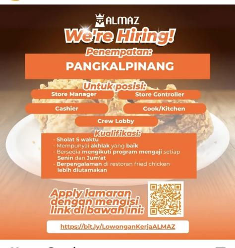 info Loker Store Manager,Cashier,Store Controller & Cook/Kitchen,Crew Lobby-ALMAZ Pangkalpinang