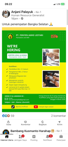 info Loker PT FENYEN AGRO LESTARI-Bangka Selatan