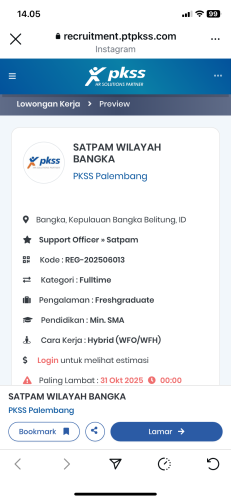 info Loker SATPAM-Wilayah Bangka