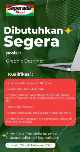 info Loker Graphic Designer-Seperadik Mart,Pangkalpinang