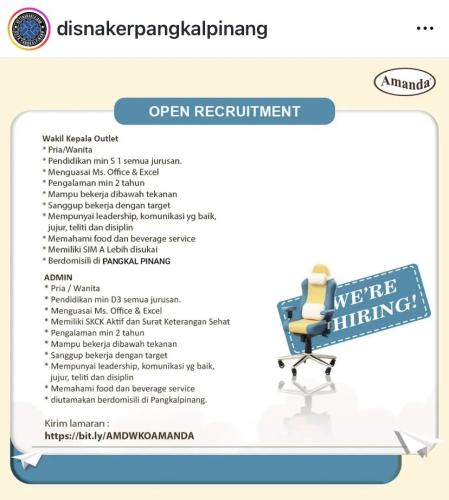 info Loker AMANDA BROWNIS Pangkalpinang