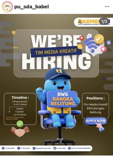 info Loker BALAI WILAYAH SUNGAI Bangka Belitung