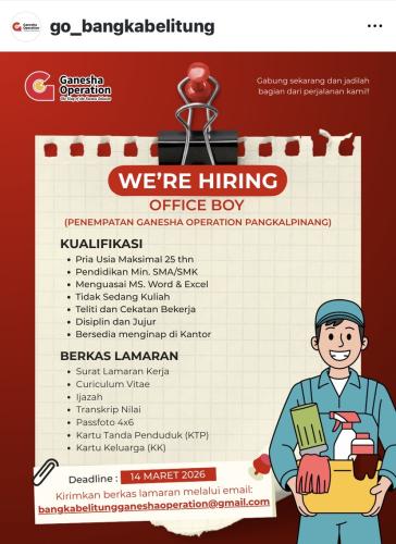 info Loker GANESHA OPERATION-Pangkalpinang