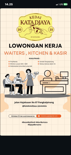 info Loker  KEDAI KATA DJAYA-Pangkalpinang