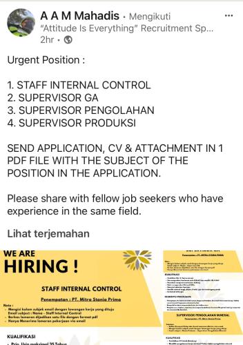 info Loker ARSARI TAMBANG 