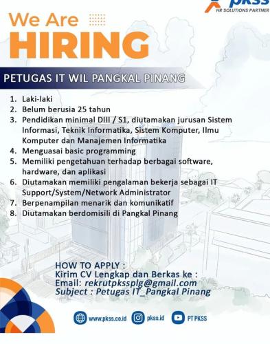 info Loker Backup Satpam,SATPAM,Cleaning Service,Petugas Service Quality Improvement, Petugas iT.