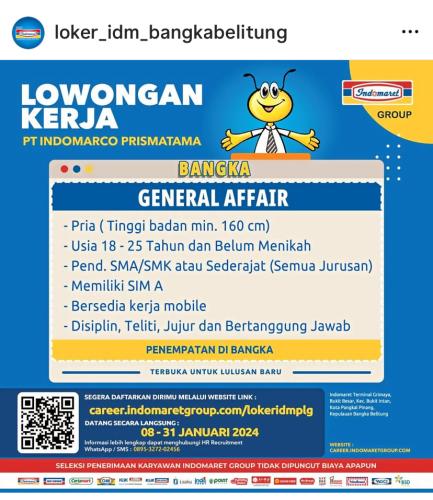 info Loker General Affair & Inventory Control-PT Indomarco Prismatama-Bangka