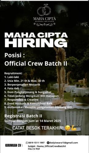 info Loker Official Cres Bath II-Pangkalpinang