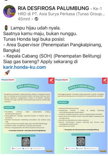 info Loker Area Supervisor & Kepala Cabang-PT ASIA SURYA PERKASA