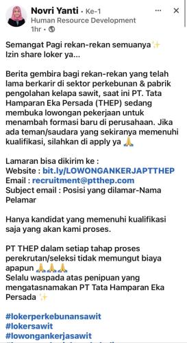 info Loker PT THEP-Bangka Belitung