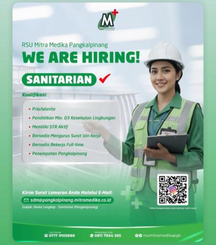 info Loker SANITARIAN-RSU Mitra Medika Pangkalpinang