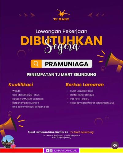 info Loker PRAMUNIAGA-TJMART-Pangkalpinang