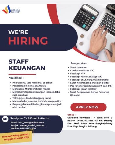 info Loker WISESA TRAINNING CENTER-Pangkalpinang