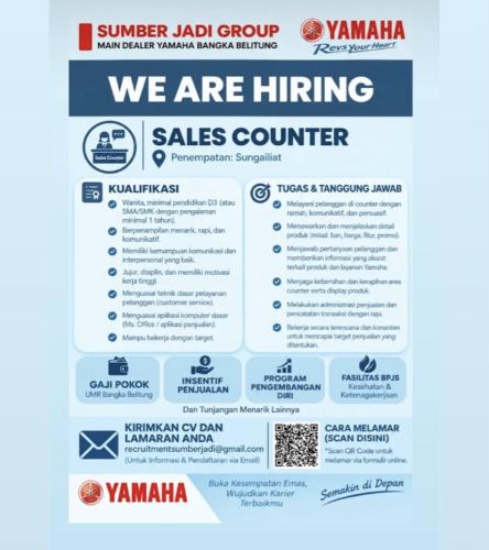 info Loker YAMAHA-Sumber Jadi Group Pangkalpinang