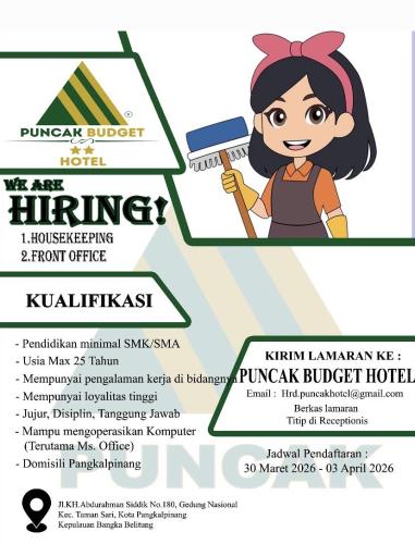 info Loker PUNCAK BUDGET HOTEL-Pangkalpinang