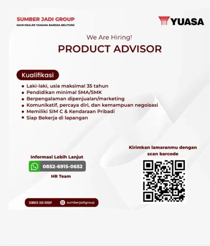 info Loker Product Advisor-SUMBER JADI GROUP-Pangkalpinang